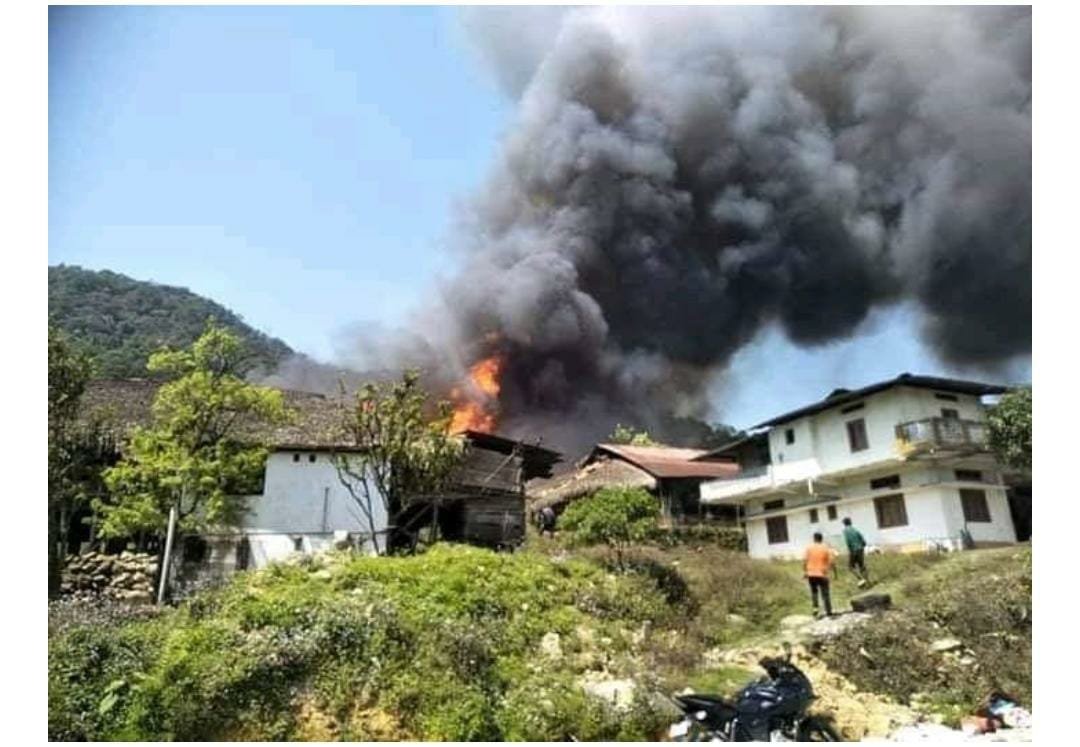 Fire accident at kaying village siang district around 50 house gutted down in 45 minutes